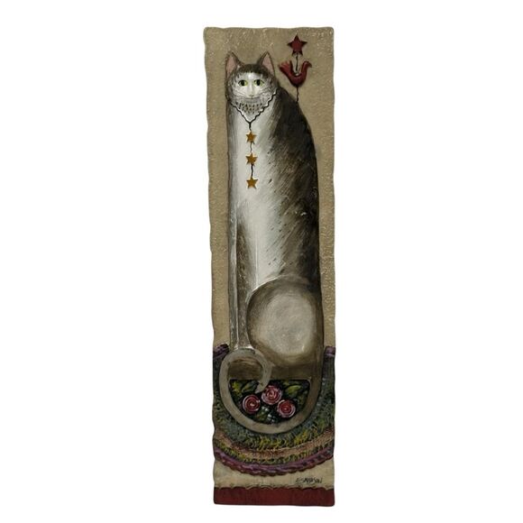E. Smithson 3D Resin Folk Art Cat Plaque - Picture 1 of 7